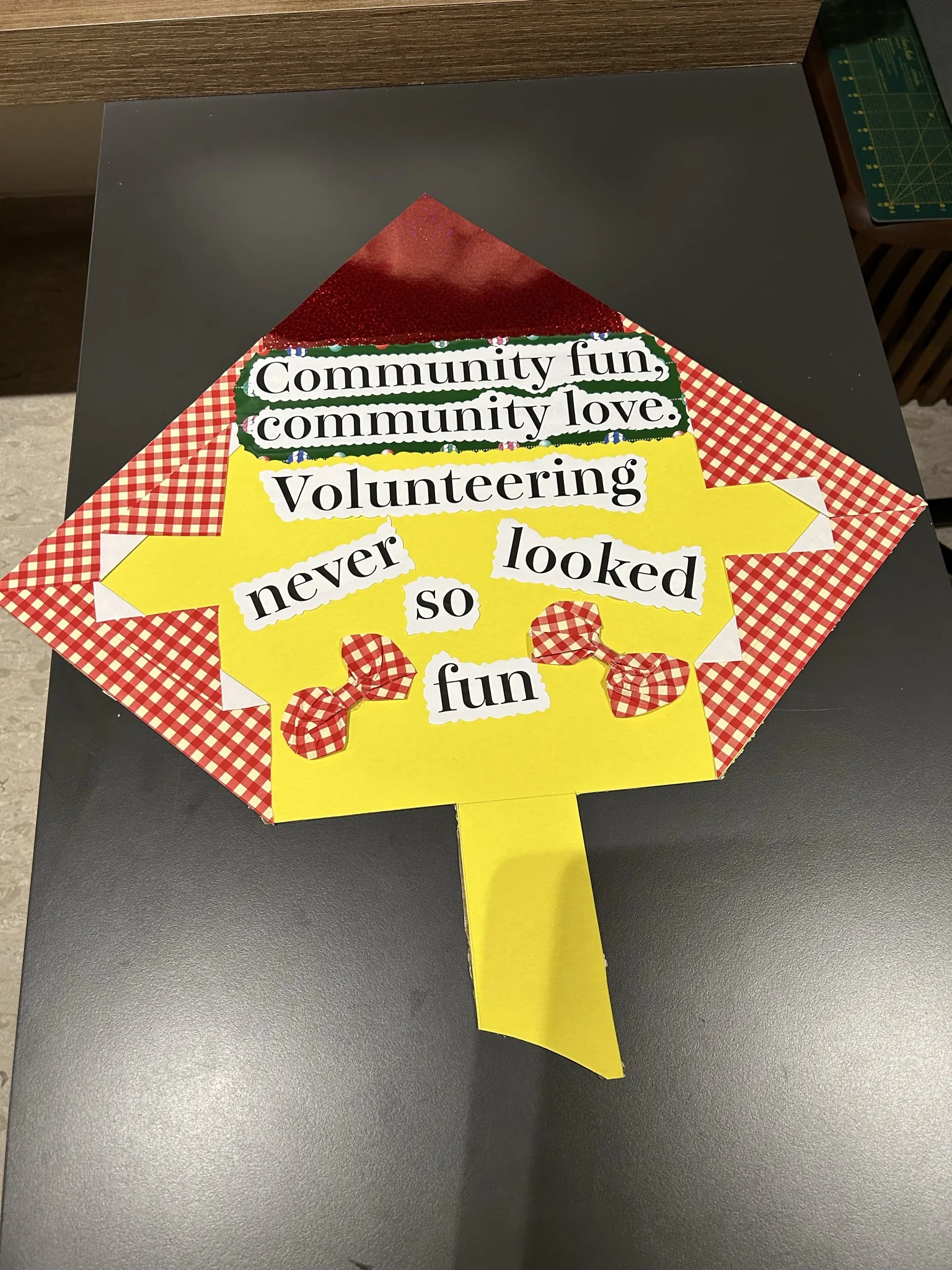 "Community fun, community love" prop